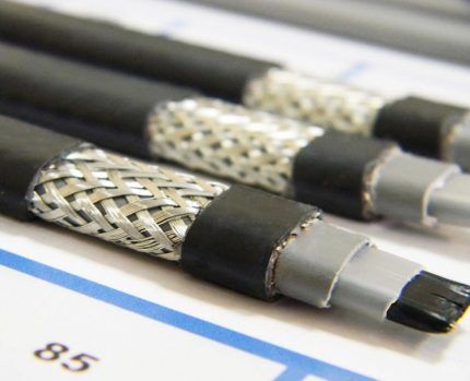 Heating cable with metal braid