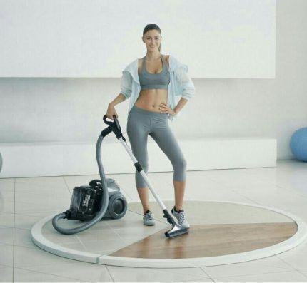 Girl with a Samsung vacuum cleaner