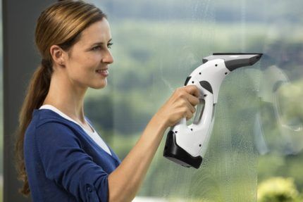 Handheld window vacuum cleaner