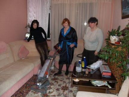 Cleaning with a Kirby vacuum cleaner