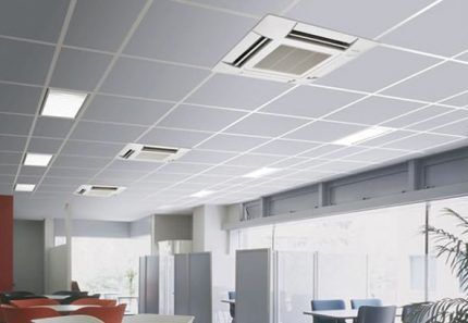 Example of a cassette air conditioner in an office