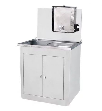 Heated double-door washbasin