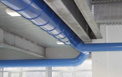Air ducts in an industrial space