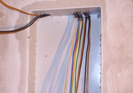 The wires are brought into the electrical box