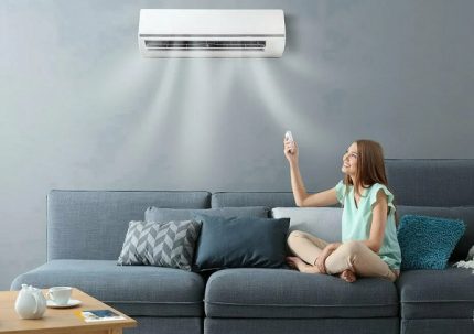 Girl near the air conditioner