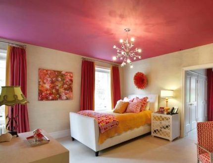 Bright colored ceiling