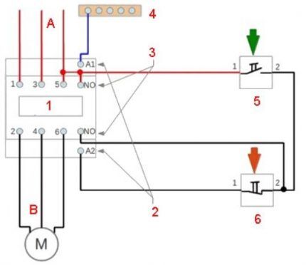 Electromagnetic starter connection diagram