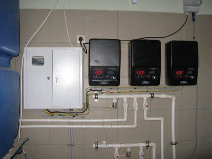 Three-phase stabilizer on the wall