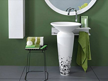 Lavabo sur pied avec vasque ronde