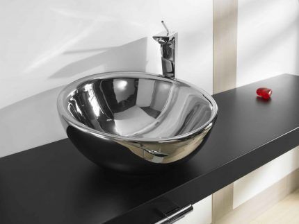 Round stainless steel washbasin