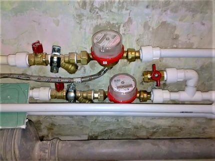 Water meters in red housings