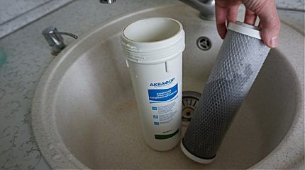 Cleaning filter in the sink