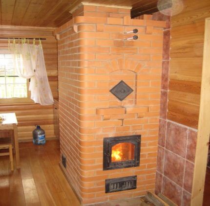 Brick stove in the interior