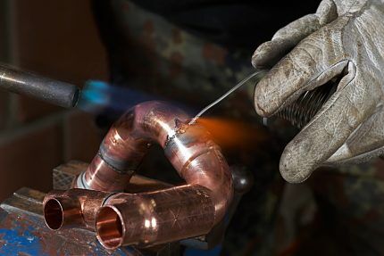Soldering a bend on a copper pipe