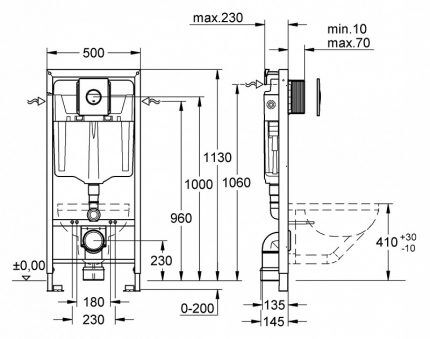 Diagrama de baño con instalación.