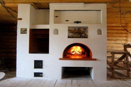 Stove with a cubic stove bench