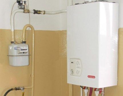 Wall-mounted boiler and gas meter
