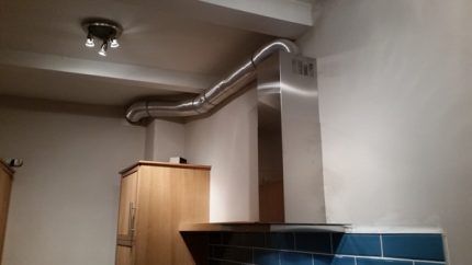 Ventilation duct from a gas stove