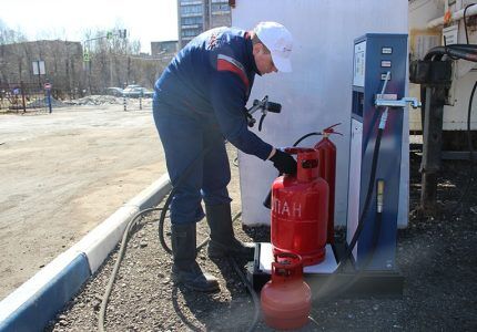 Refilling a gas cylinder