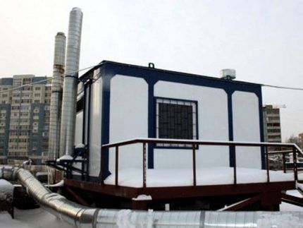 Gas boiler house on the roof of a multi-storey building