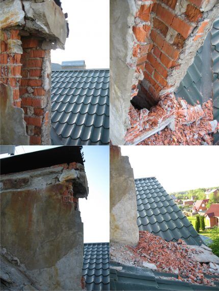 Destruction of a brick chimney