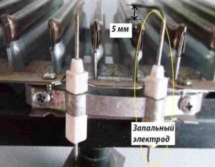 Gap size between electrode and burner