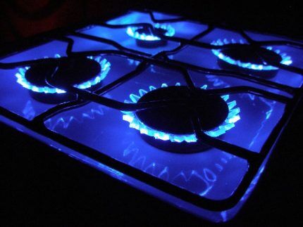 Blue flame in a gas burner