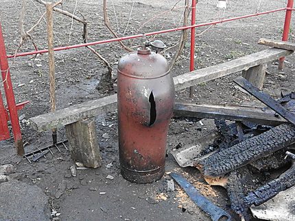 Bouteille de gaz cassée