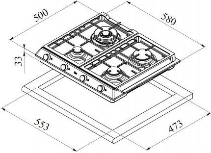 Gas hob diagram