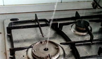 Water comes out of the burner instead of gas
