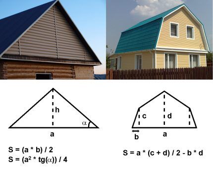 Types of roofs for heat loss calculations 