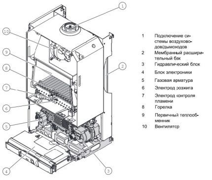 Diagram of a wall-mounted boiler
