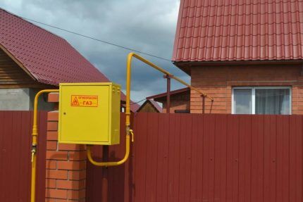 Box with gas meter near the house