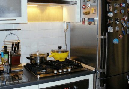 Stove next to refrigerator