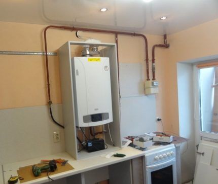 Space for a gas boiler in the kitchen