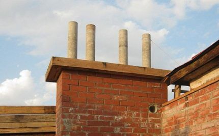 Chimney made of asbestos cement pipes