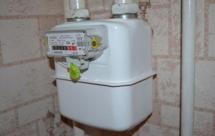 Gas meter in the apartment