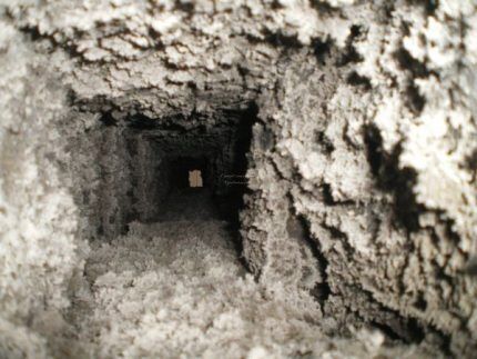 Dirt in the ventilation duct of a multi-story building