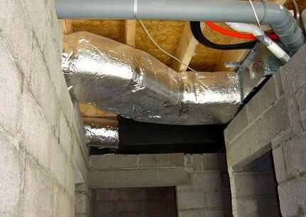 Insulation of air ducts in the basement