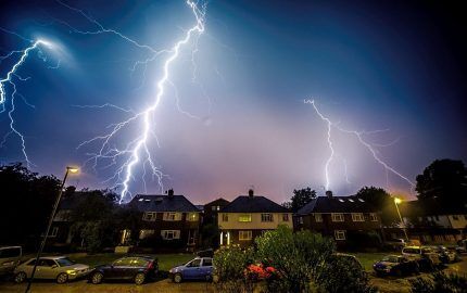 Lightning strikes a private house