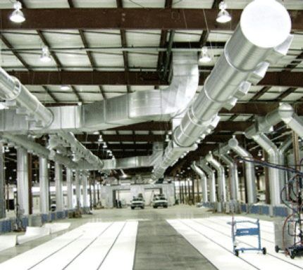 Ventilation system in a factory