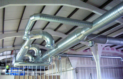 Air ducts at an industrial facility