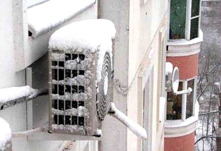 Frozen outdoor air conditioner unit
