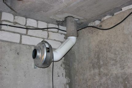 Example of ventilation in a cellar