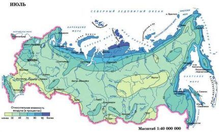 Carte d'humidité estivale