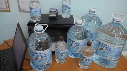 Distilled water in bottles