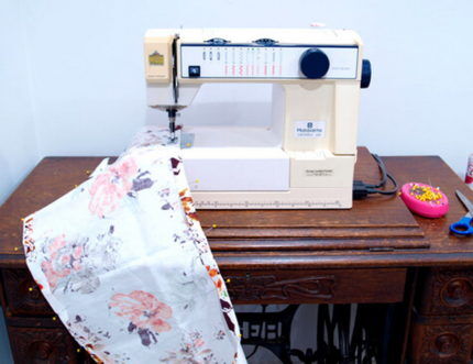 Sewing parts on a machine
