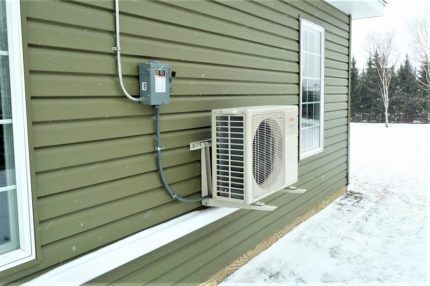 Outdoor unit of a split system in winter