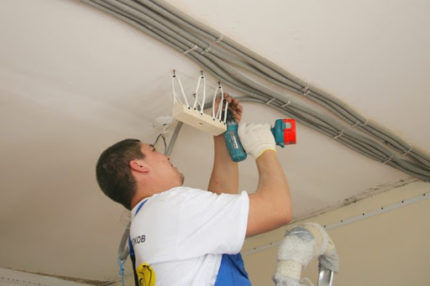 Preparing wiring for a suspended ceiling