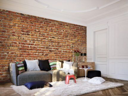 Vinyl wallpaper imitating brickwork